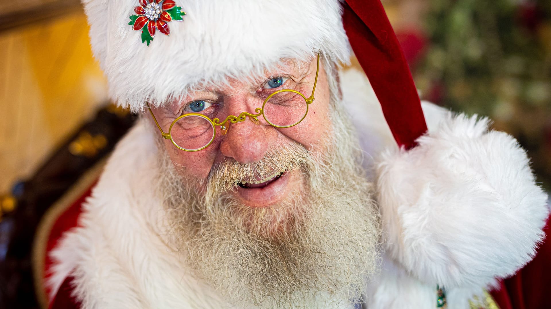 Weihnachtsmann Willi Dahmen sitzt vor einer Fototapete (Archivbild): Vor der Adventszeit hat Dahmen im Internet sein Glück gefunden. Weihnachtsmann Willi Dahmen sitzt vor einer Fototapete (Archivbild): Vor der Adventszeit hat Dahmen im Internet sein Glück gefunden.
