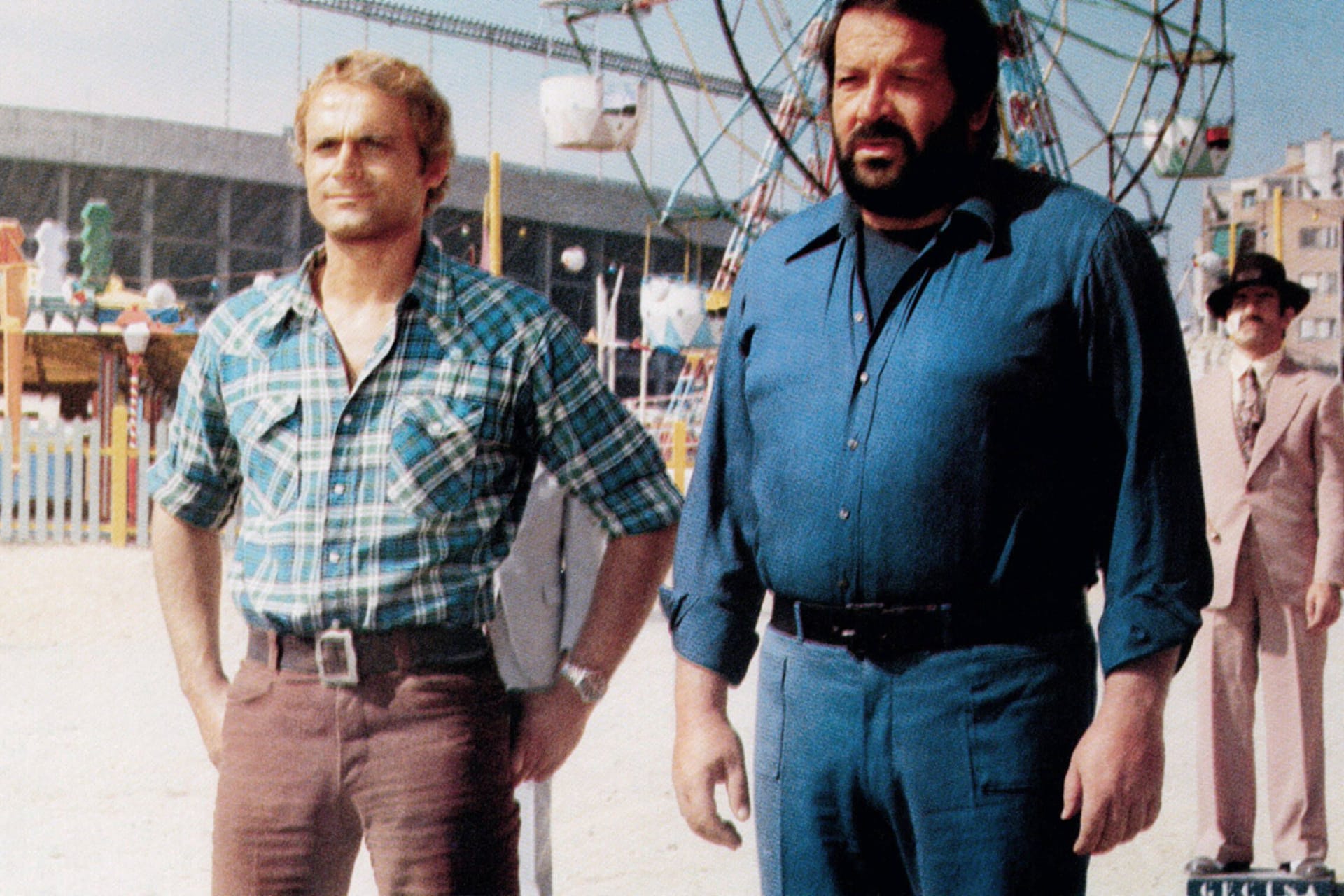 Terence Hill und Bud Spencer in den Siebzigerjahren in einem gemeinsamen Film.