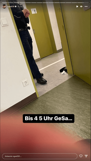Beitrag aus der Instagram-Story von Ngee: Offenbar wurde der Berliner Rapper in Oldenburg von der Polizei festgehalten. (Quelle: Instagram-Screenshot) Beitrag aus der Instagram-Story von Ngee: Offenbar wurde der Berliner Rapper in Oldenburg von der Polizei festgehalten.