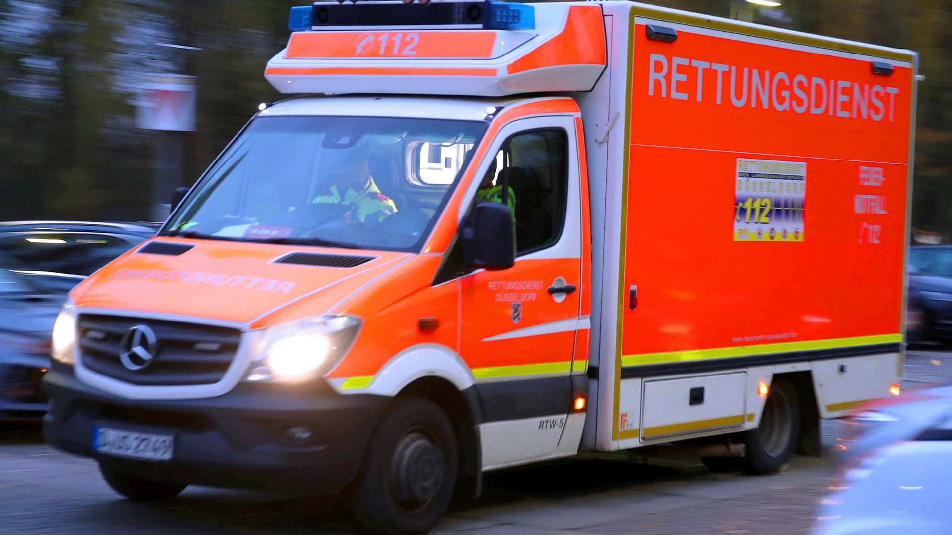 Ein Rettungswagen mit Blaulicht (Symbolbild): Nach dem Stromschlag kam für den Mann jede Hilfe zu spät. Ein Rettungswagen mit Blaulicht (Symbolbild): Nach dem Stromschlag kam für den Mann jede Hilfe zu spät.