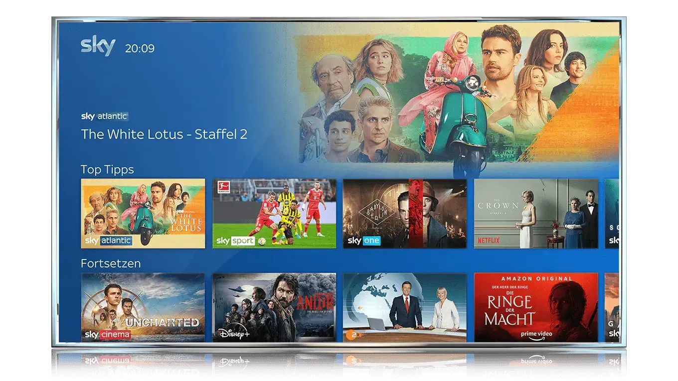 Mit Sky Q brauchen Sie nur noch eine einzige Fernbedienung. Lineares Fernsehen, Ihr Sky-Programm und alle Apps sind in einem einzigen Gerät vereint.