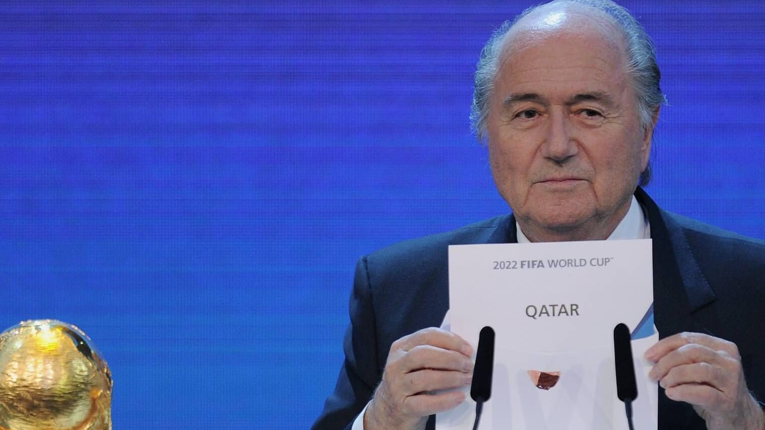 Ex-Fifa-Chef Sepp Blatter im Dezember 2010 bei der WM-Vergabe an Katar.