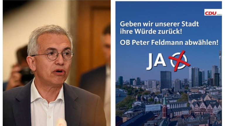 Frankfurts OB Peter Feldmann und die Anzeige der CDU. Sie erschien am 29. Oktober unter anderem in der Frankfurter Rundschau.