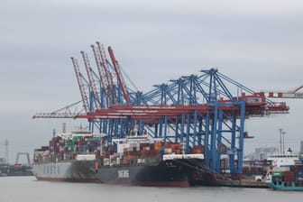 Containerschiffe im Hamburg Hafen (Archivbild): Das Hafengeschäft schrumpfte im dritten Quartal.
