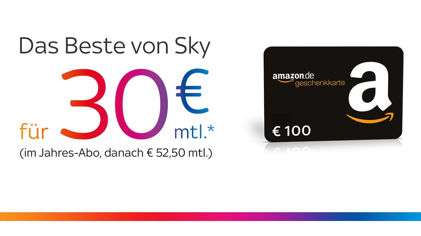 Das Komplettpaket gibt es für kurze Zeit für nur 30 Euro monatlich. Außerdem gibt es einen 100-Euro-Gutschein für amazon.de kostenlos dazu.