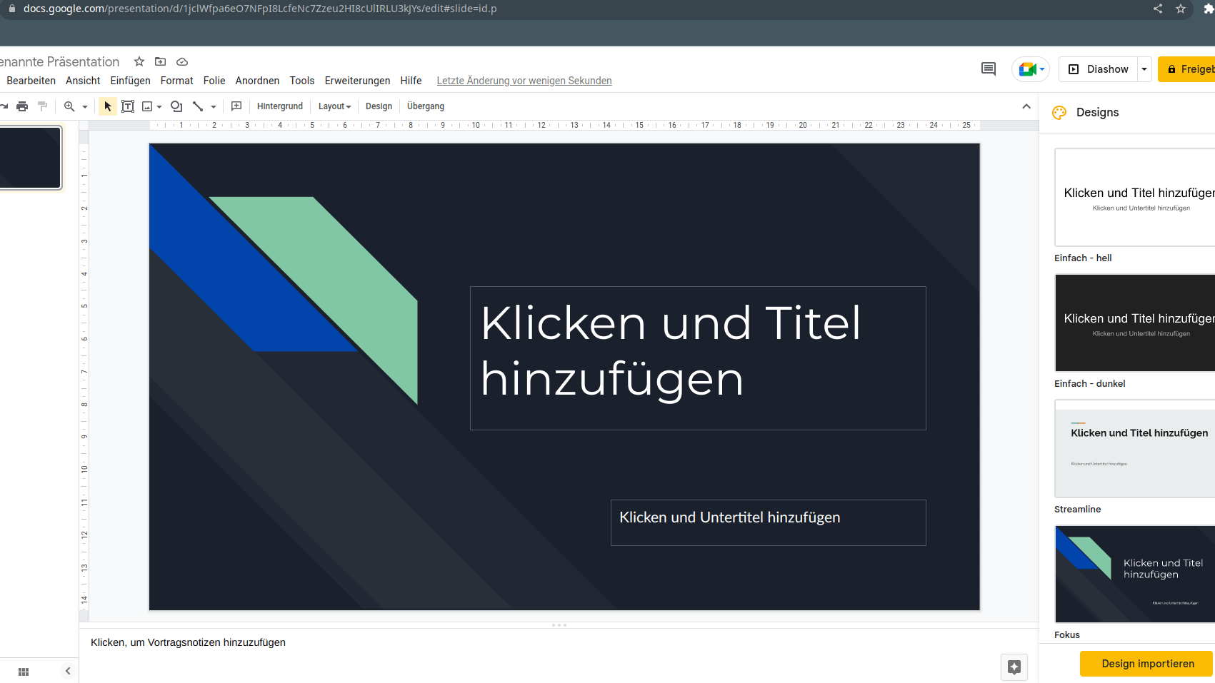 Unter Google Slides sind etliche Vorlagen verfügbar.