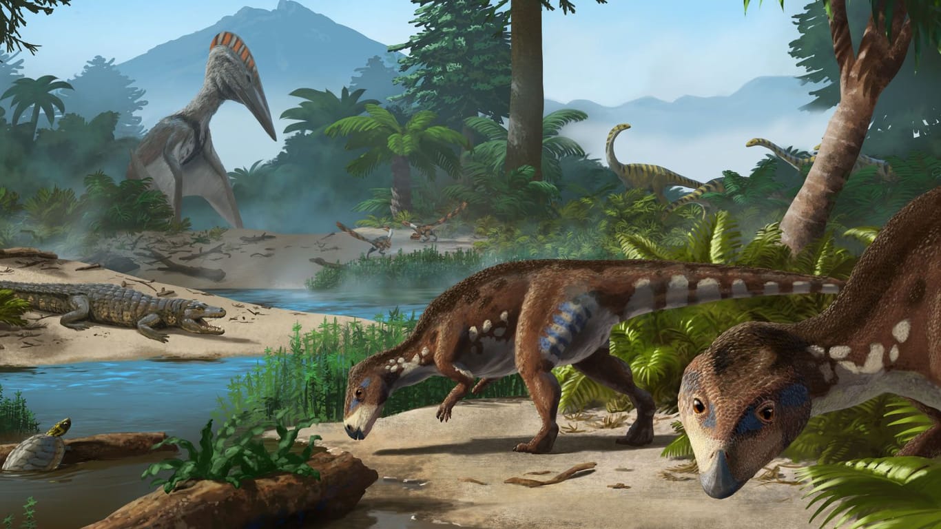 Transylvanosaurus platycephalus (rechts): So könnte der neu entdeckte Dinosaurier ausgesehen haben.