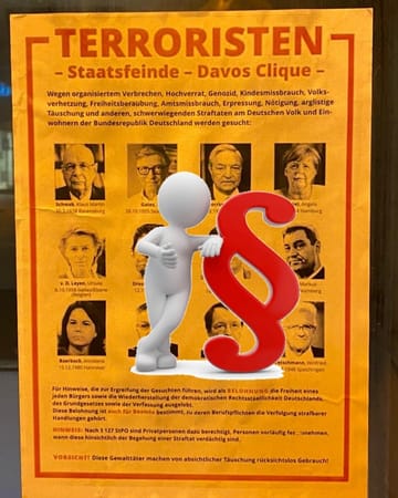 "Davos Clique": Wegen des Plakats gab es in Baden-Württemberg zeitgleich an diversen Orten Durchsuchungen. (Quelle: Twitter/retep_kire) "Davos Clique": Wegen des Plakats gab es in Baden-Württemberg zeitgleich an diversen Orten Durchsuchungen.