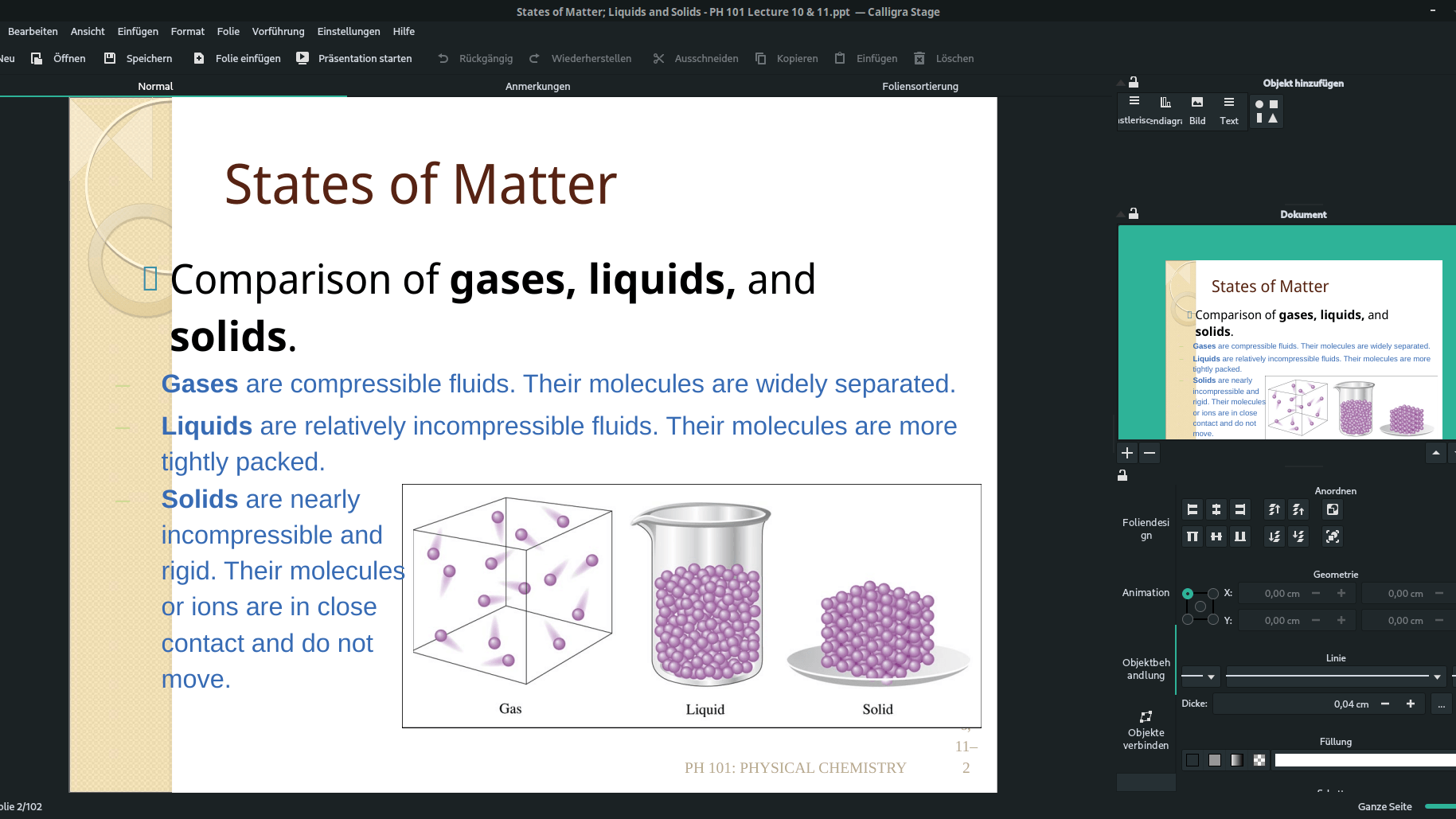 Mit Calligra Stage lassen sich aufwändig gestaltete PowerPoint-Folien gut darstellen.