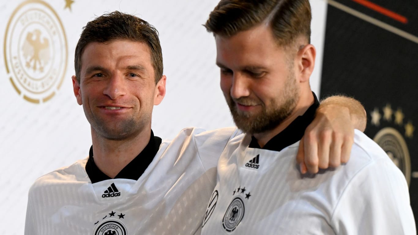 Thomas Müller und Niclas Füllkrug: Beide waren am Dienstag gemeinsam auf der DFB-Pressekonferenz.
