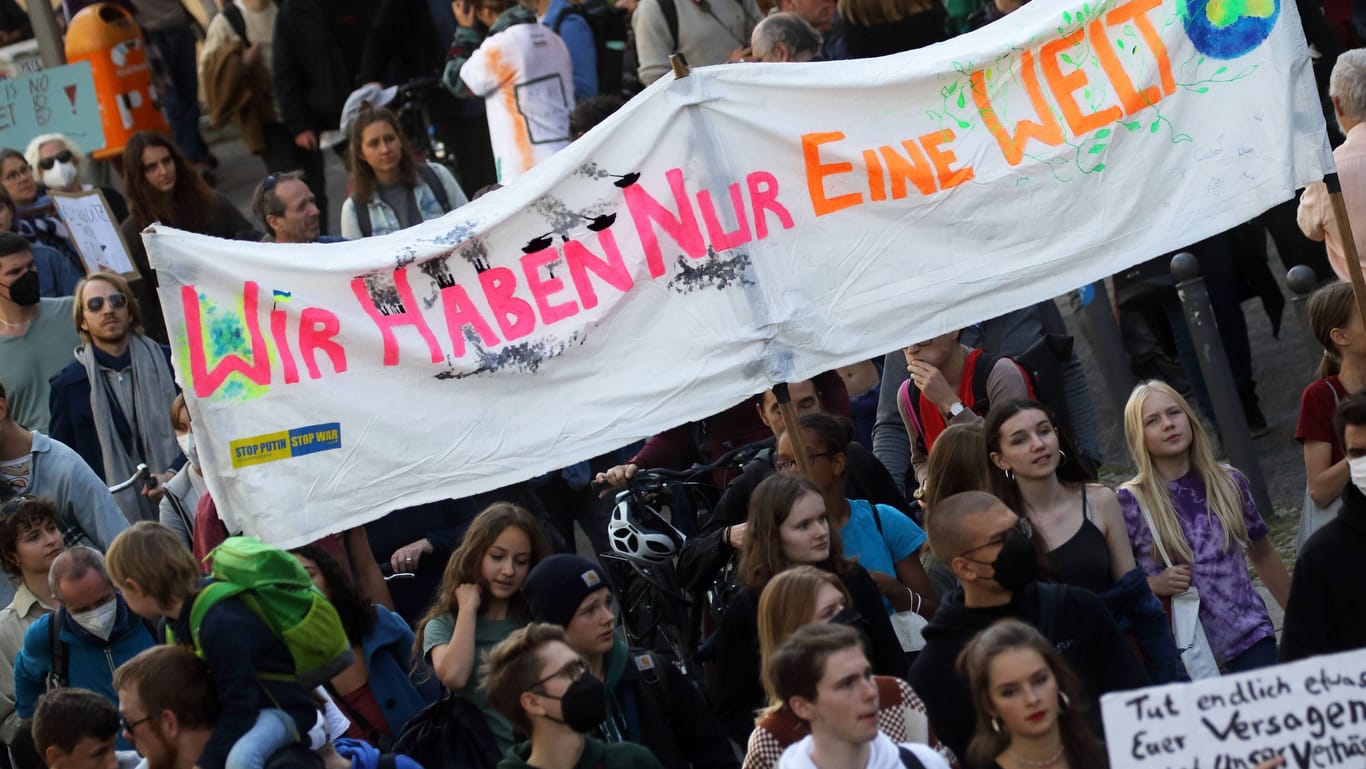 Demonstrierende Jugendliche (Archivbild): Die Klimakrise landet im Ranking der größten Sorgen nur noch auf Platz drei.