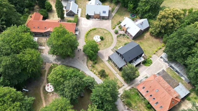 Luftbildaufnahme von Böhmsholz: Das Dorf ist von Wald umgeben.