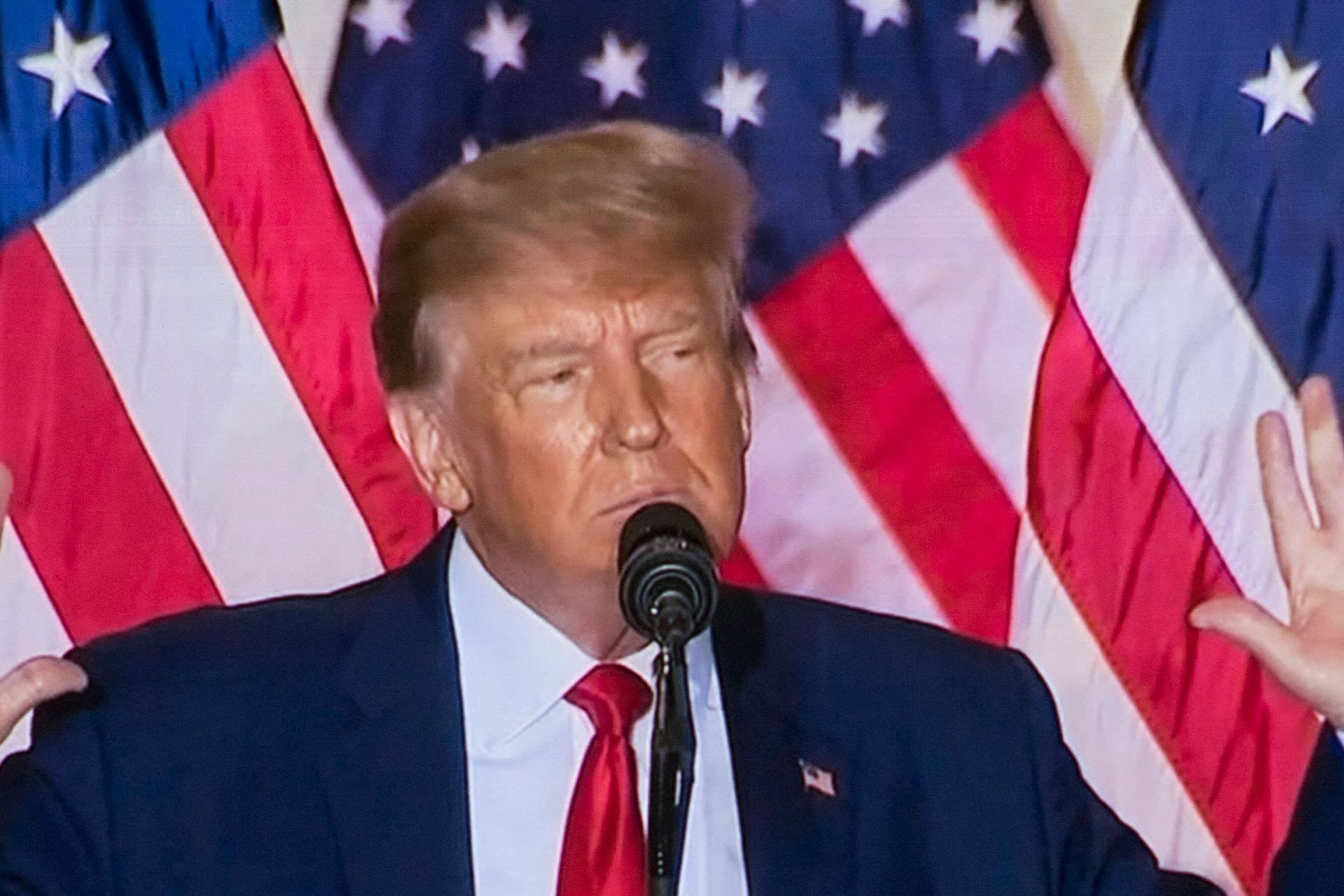 Donald Trump bei der Ankündigung seiner Kandidatur 2024: Er könnte bald auch wieder auf Twitter erscheinen.