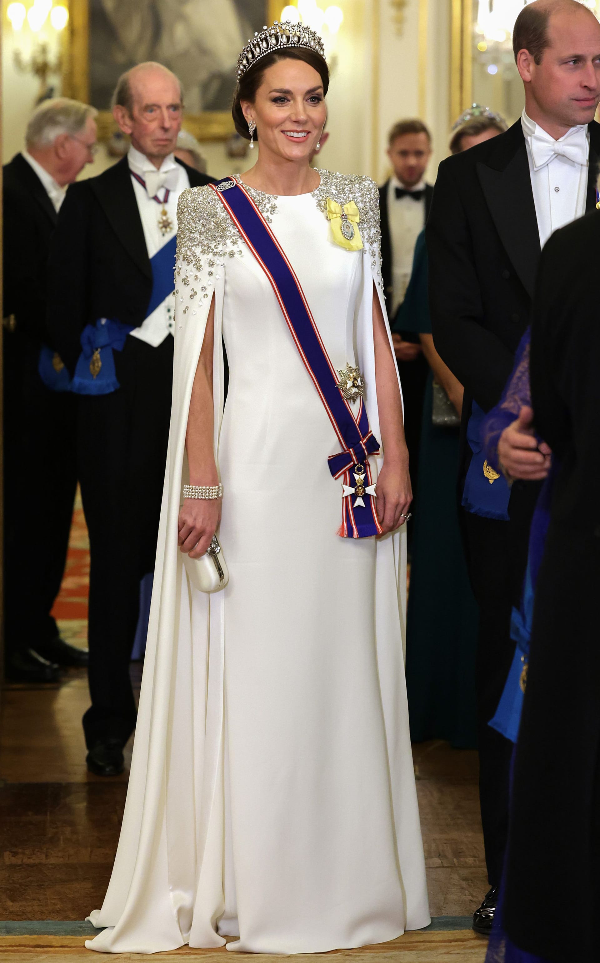 Prinzessin Kate wählte ein Kleid von Jenny Packham.