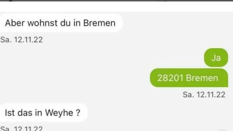 Kurioser Chatverlauf: Der Wohnort Bremen sorgt für Zweifel beim Käufer.