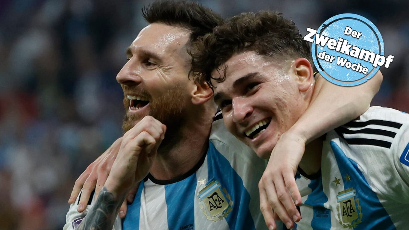 Die großen Gewinner der WM in Katar: Lionel Messi (l.) krönte seine Karriere mit dem Titel, Julián Álvarez entpuppte sich als perfekter Sturmpartner.