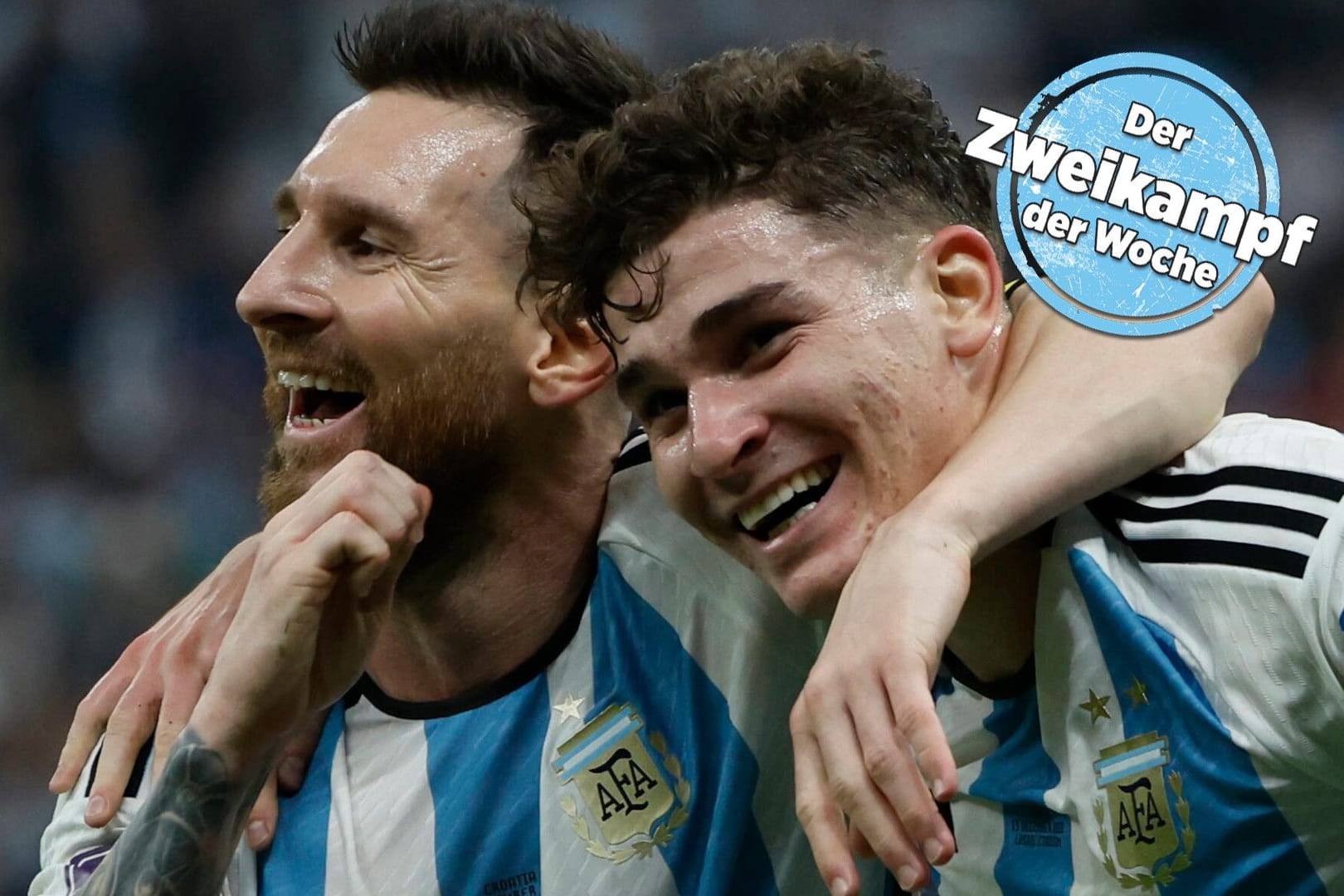 Die großen Gewinner der WM in Katar: Lionel Messi (l.) krönte seine Karriere mit dem Titel, Julián Álvarez entpuppte sich als perfekter Sturmpartner.