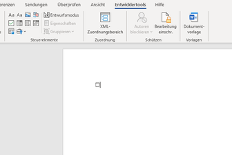 Microsoft Word: Kontrollkästchen über "Entwicklertools" auswählen