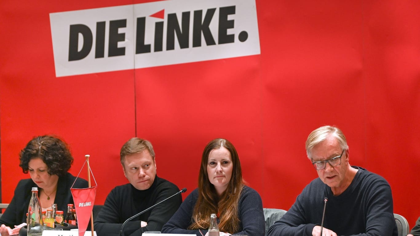 Amira Mohamed Ali, Martin Schirdewan, Janine Wissler und Dietmar Bartsch: Die Partei- und Fraktionsvorstände haben sich auf eine «Leipziger Erklärung» geeinigt.