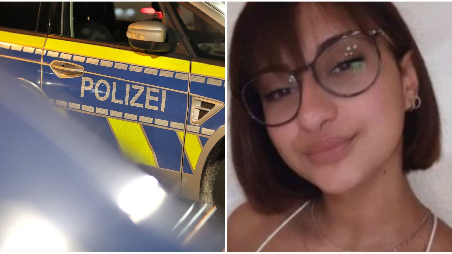 Polizeiwagen und vermisste junge Frau (Montage): Seit Sonntag wird Sandra Q. vermisst.