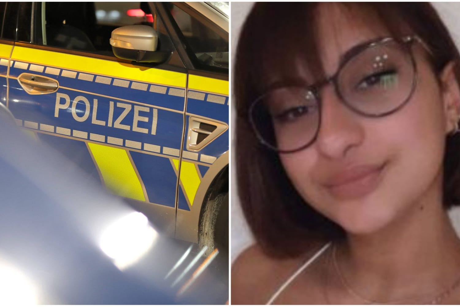 Polizeiwagen und vermisste junge Frau (Montage): Seit Sonntag wird Sandra Q. vermisst.