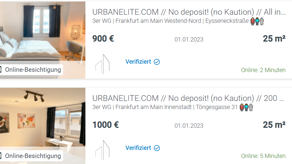 Kommerzielle Anbieter bieten WG-Zimmer von bis zu 1.000 Euro an.