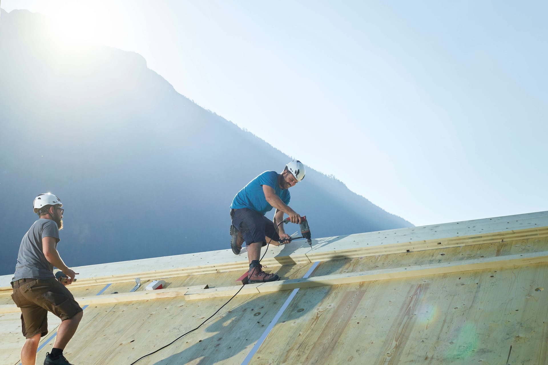 Eine Holzkonstruktion für ein Wohnhaus: Mit Holz zu bauen ist besonders klimafreundlich.