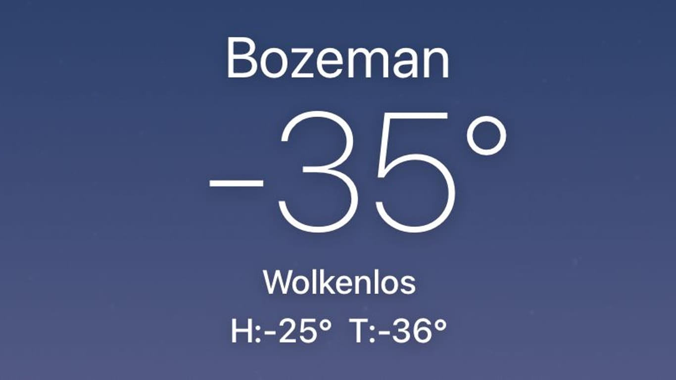 Bibbern in Bozeman: Der Morgen beginnt mit minus 35 Grad Celsius