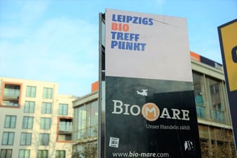 Logo der Biomarktkette "Biomare" in Leipzig