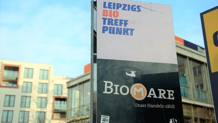 Logo der Biomarktkette "Biomare" in Leipzig
