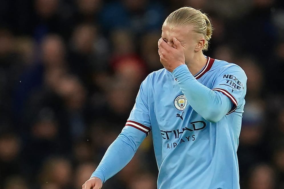 Erling Haaland enttäuscht: Sein Treffer reichte Manchester City nicht zum Sieg gegen Everton.