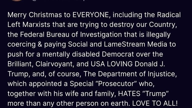 Trumps Weihnachts-Post auf dem Netzwerk Truth Social.