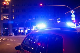Polizei mit Blaulicht (Archivbild): Ein Frankfurter lief beinahe komplett nackt auf der Straße.