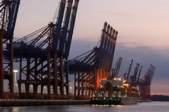 Szene am Hamburger Hafen (Symbolbild): Der Standort Deutschland verliert dem Industriepräsidenten Siegfried Russwurm zufolge an Wettbewerbsfähigkeit.