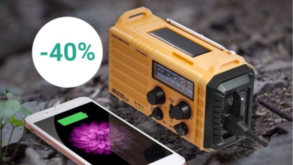 Das Notfallradio kann über Solar, den Akku und eine Handkurbel betrieben werden.