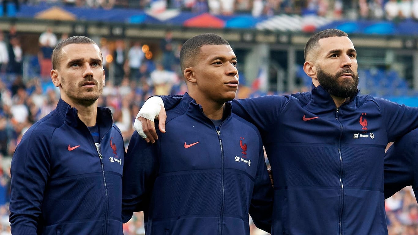 Antoine Griezmann, Kylian Mbappé und Karim Benzema: Sie spielen seit Jahren für die französische Nationalmannschaft.