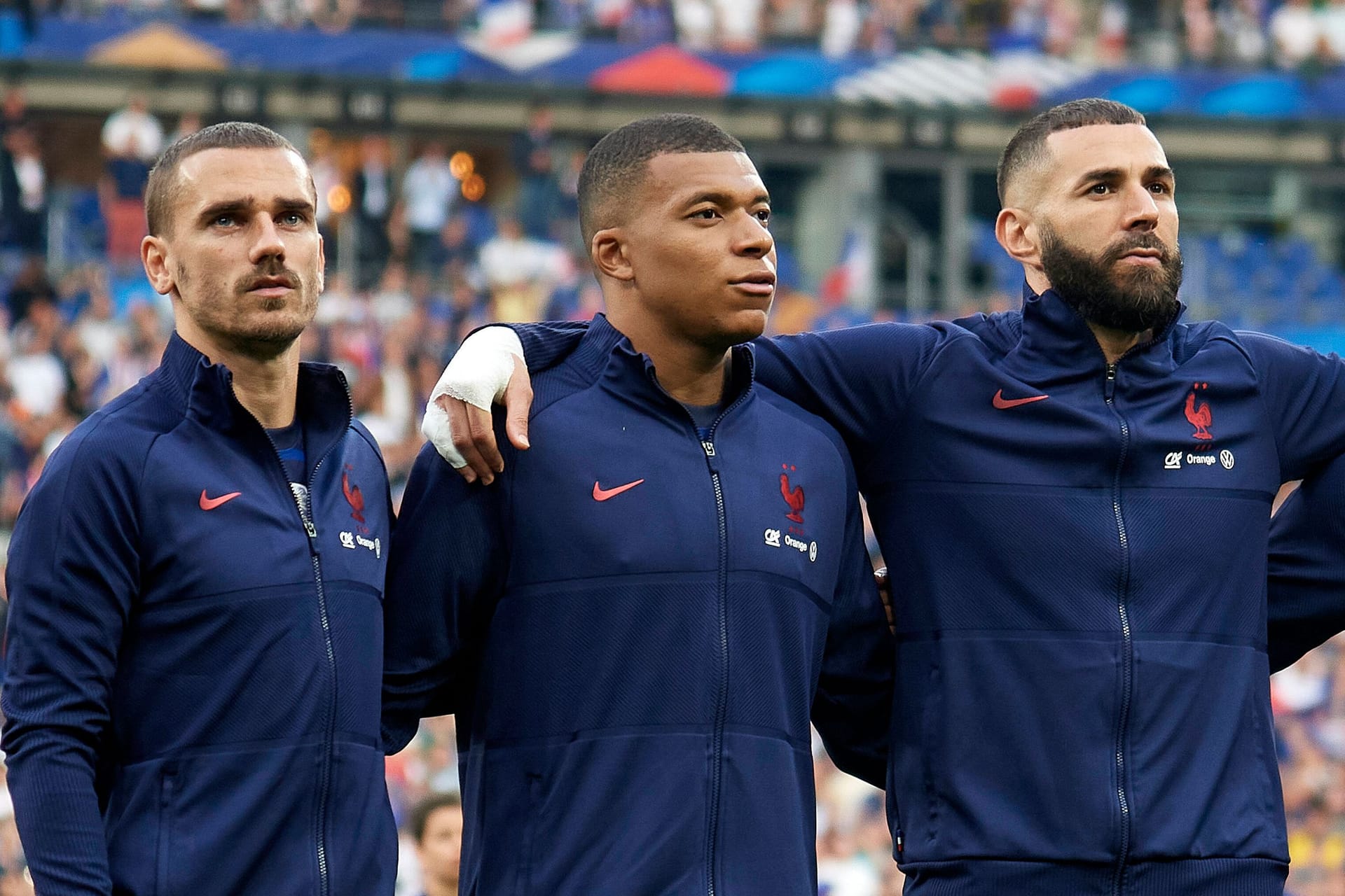 Antoine Griezmann, Kylian Mbappé und Karim Benzema: Sie spielen seit Jahren für die französische Nationalmannschaft.