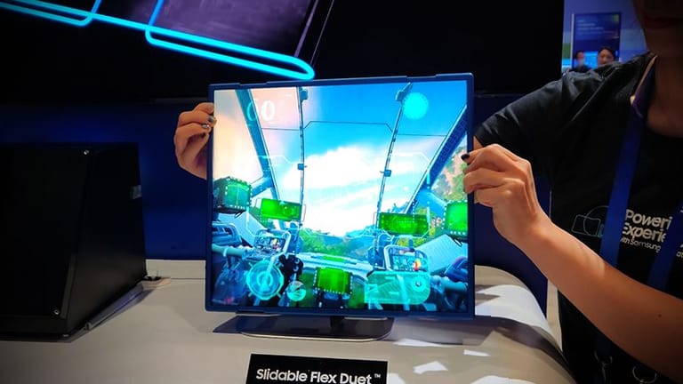 Samsungs "Flex Slidable Duet" – ein Bildschirm, der sich in beide Richtungen ausziehen lässt.