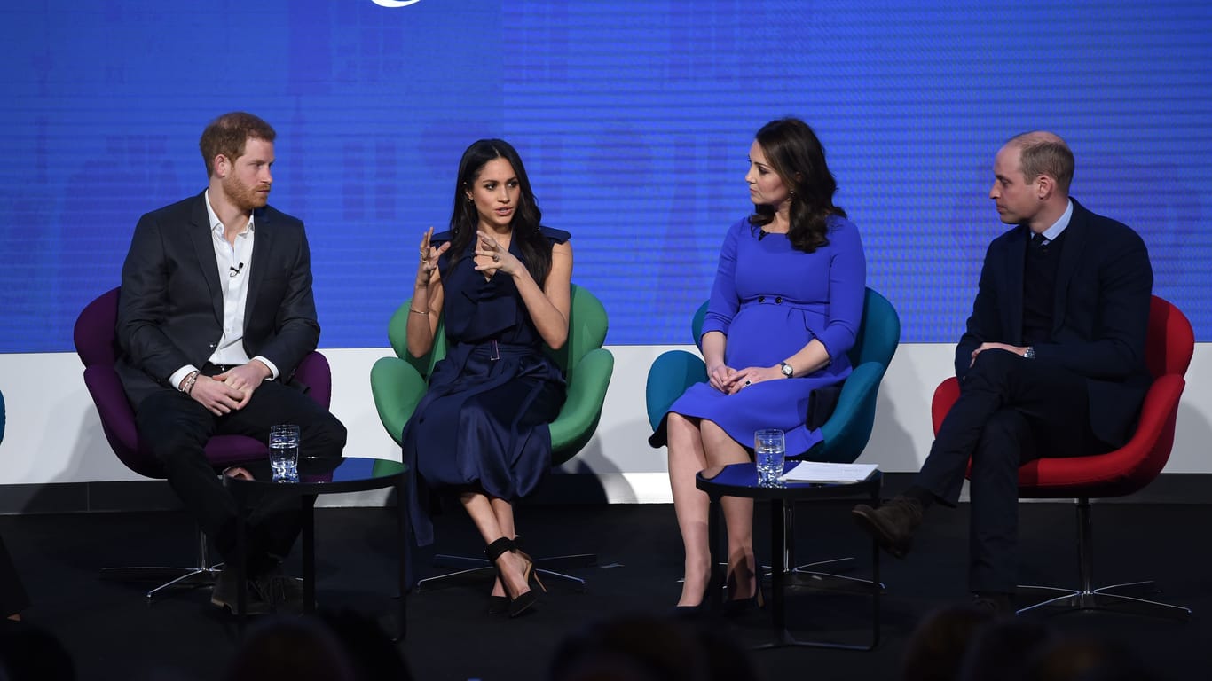 Harry, Meghan, Kate und William bei ihrem gemeinsamen Auftritt im Februar 2018 in London