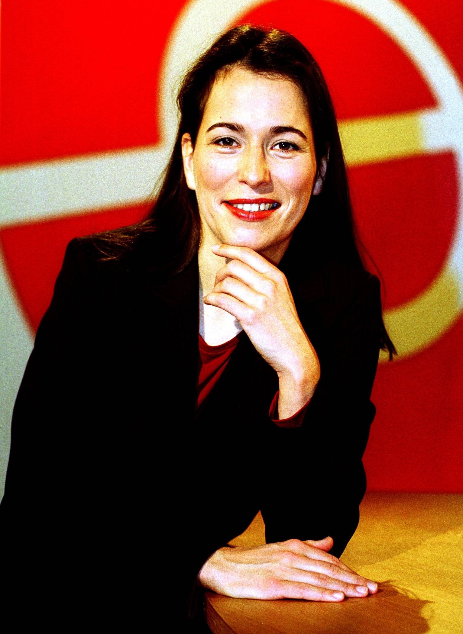 1999: Anne Will als Moderatorin der "Sportschau".