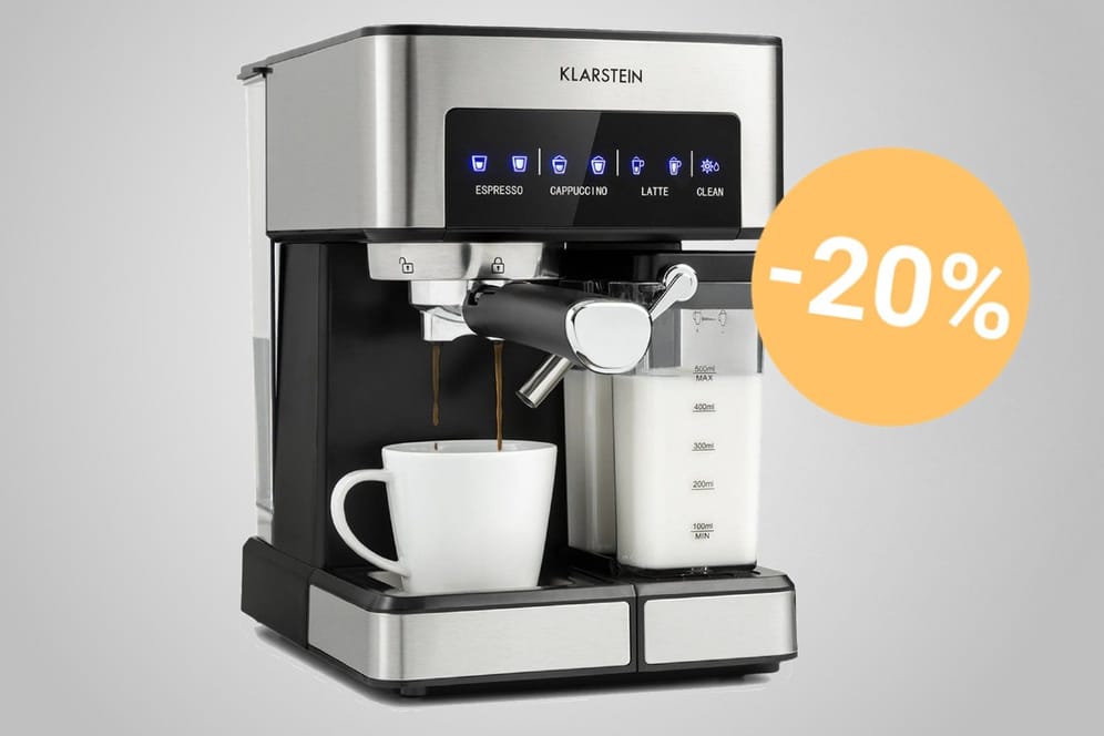 Sparen Sie heute bei einer Siebträgermaschine inklusive Milchtank 20 Prozent.