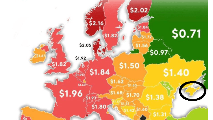 Die Karte, die die russische Botschaft geteilt hat: Die Krim (schwarz eingekreist) gehört demnach zur Ukraine.