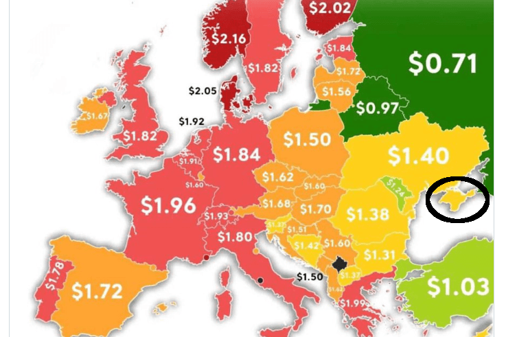 Die Karte, die die russische Botschaft geteilt hat: Die Krim (schwarz eingekreist) gehört demnach zur Ukraine.