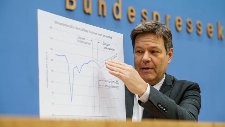 Wirtschaftsminister Robert Habeck mit der Prognose für 2023: Ursprünglich mit Rezession gerechnet