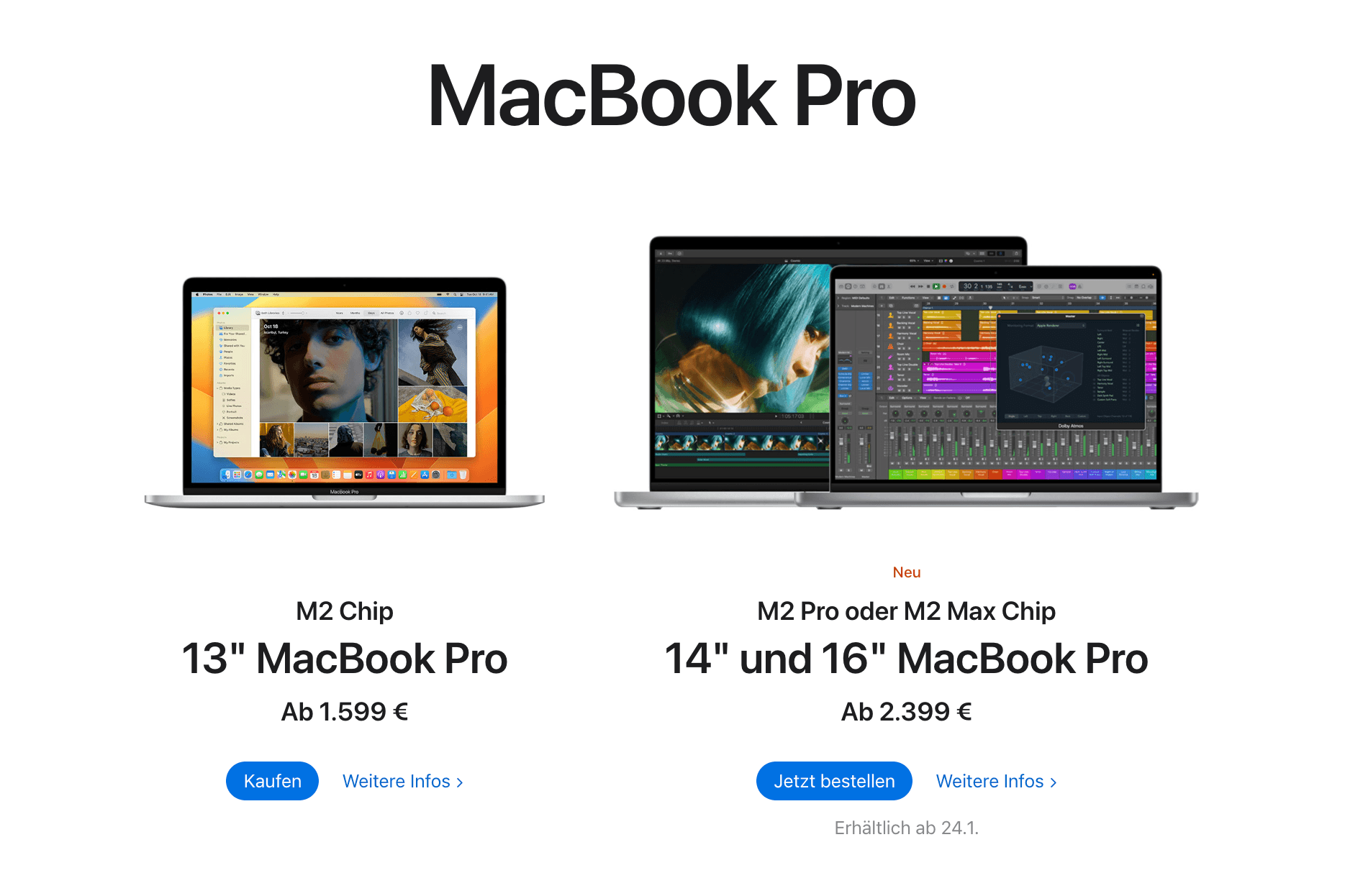 Apple Store: Das Unternehmen verkauft ab sofort seine neuen Modelle des MacBook Pro.