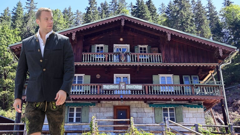 Bayerns Kapitän und Torwart Manuel Neuer will das abgelegene Forsthaus Valepp renovieren lassen (Fotomontage): Nach einigen Diskussionen werden die Pläne nun konkreter.