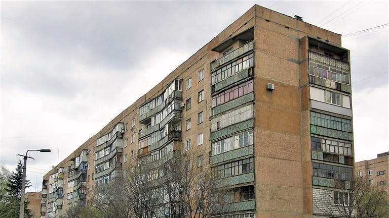 Das betroffene Haus in Kramatorsk: Vier Menschen starben aufgrund einer radioaktiven Kapsel.