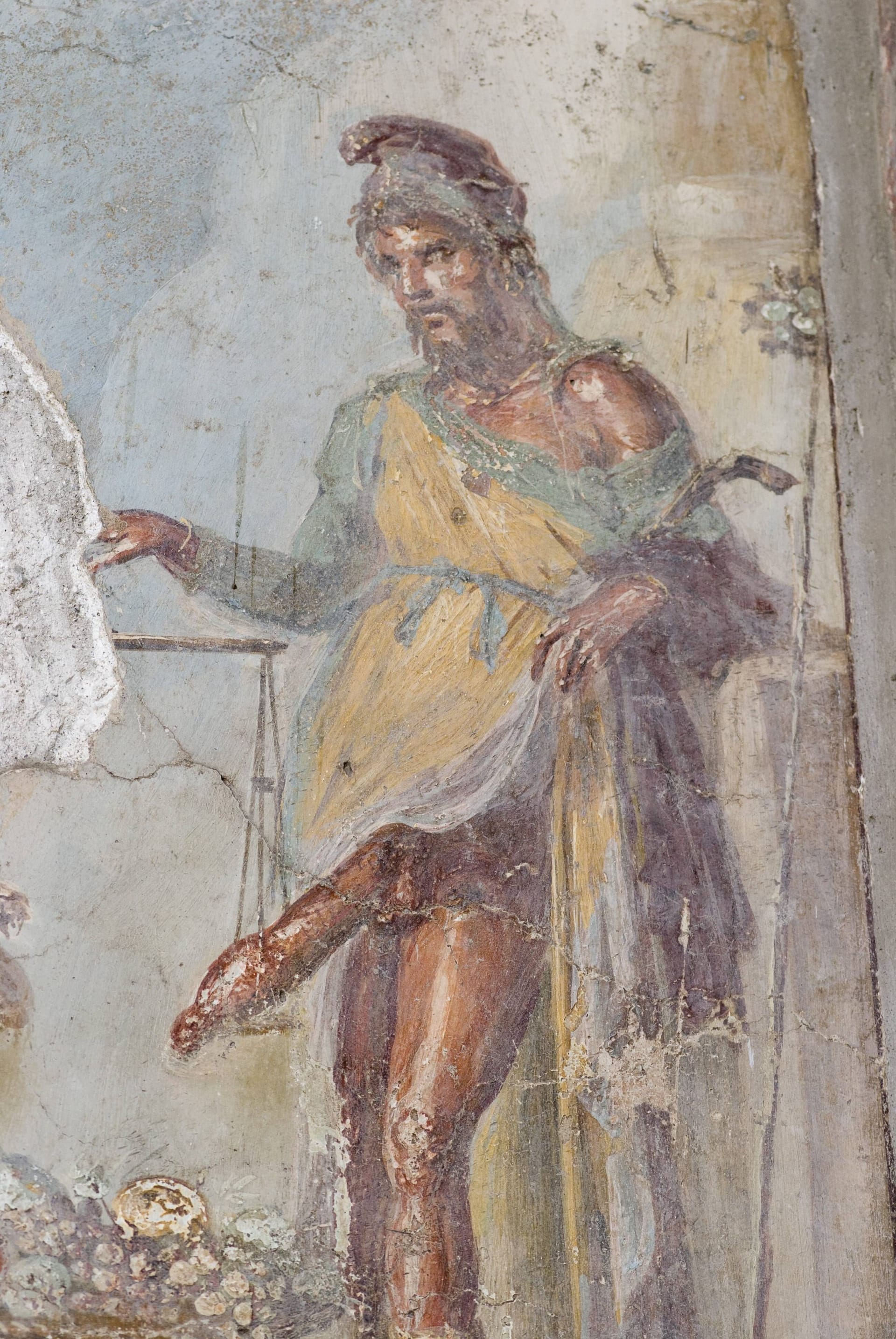 Das berühmte Phallus-Fresko: Auf eine Waagschale hat Priapus seinen übergroßen Phallus gelegt.
