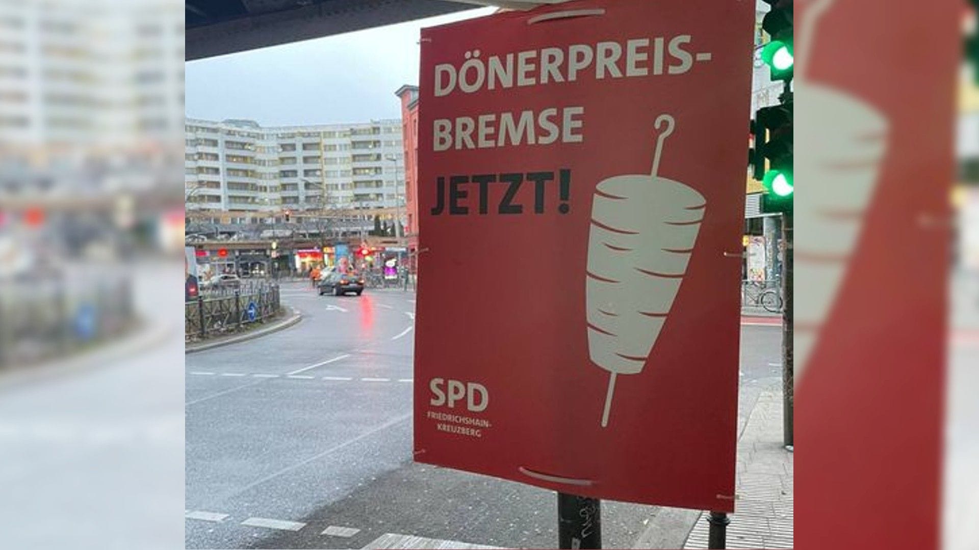 Dönermotiv der SPD: Die Plakate hängen vor allem rund um den Kottbusser Damm.