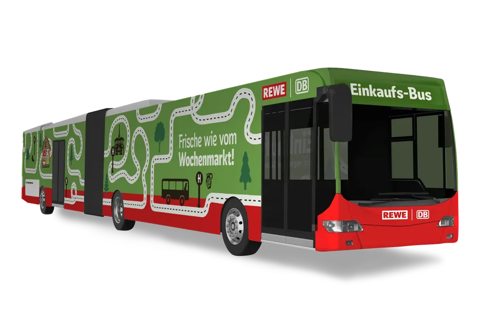 Der Einkaufs-Bus von Rewe und Bahn